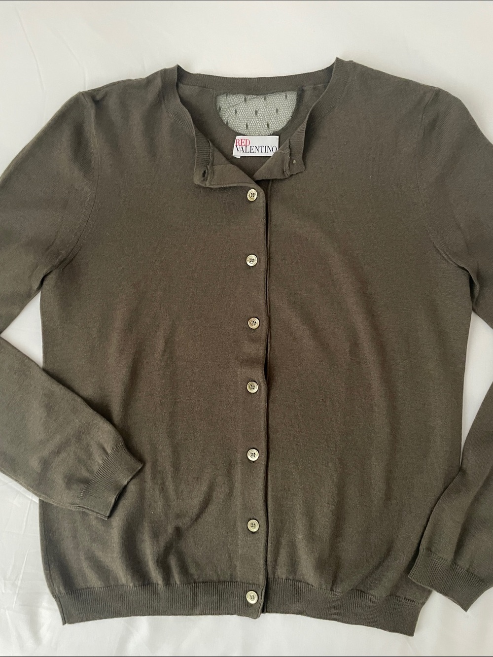 RED Valentino Olive Green Button-Front Knit Cardigan Size Small